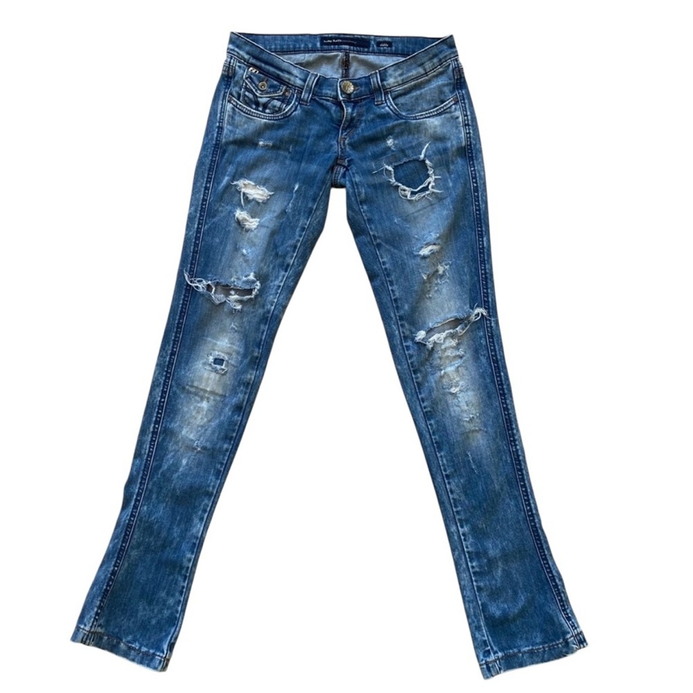 Miss Sixty Y2K Style Shock Distressed Low Rise Slim Straight Jeans 27 ItalyDenim